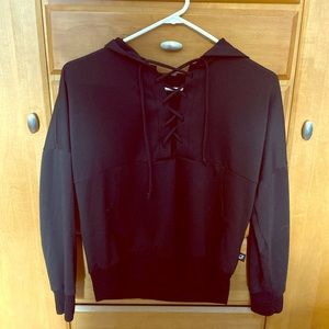 There’s lace up sweatshirt; lg